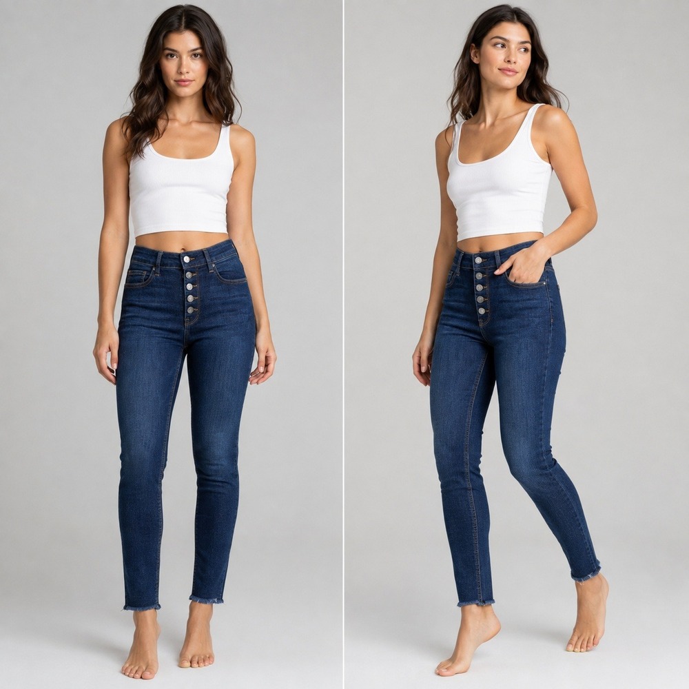 Carly Jean Los Angeles Carter Dark Wash High Rise Button Fly Skinny Jeans Mens 1